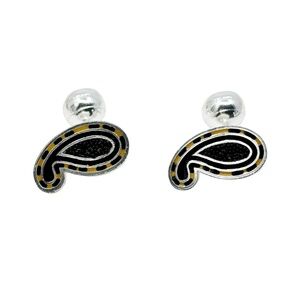 ETRO silver seed bead & enamel cufflinks
